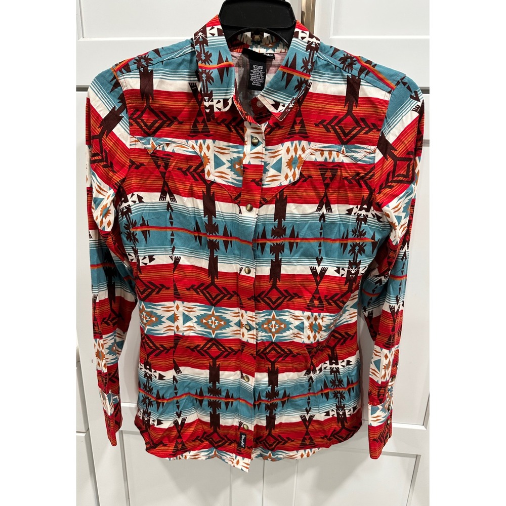 Wrangler Retro Southwestern Aztec Print Rayon Button Up Shirt Women's‎